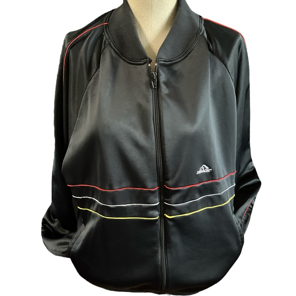 Vintage Jordache Track Jacket Full Zip Size XL black MADE IN USA